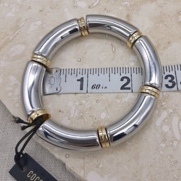 Coco + Carmen Metallic Silver & Gold Tone Stretch Bracelet - Picture 6 of 6